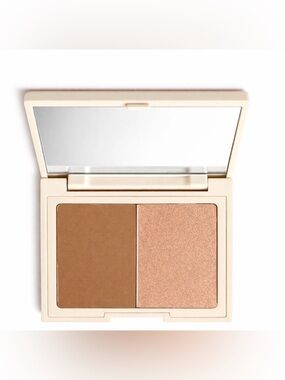 Cream Compact Bronzer & Highlighter Duo — Brown & Champagne Glow